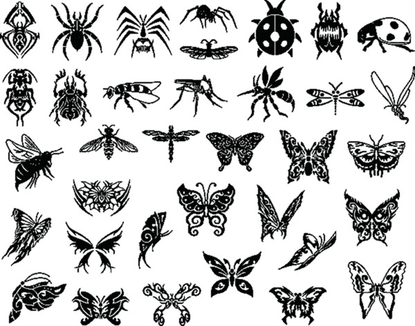 昆虫黑白集合图案