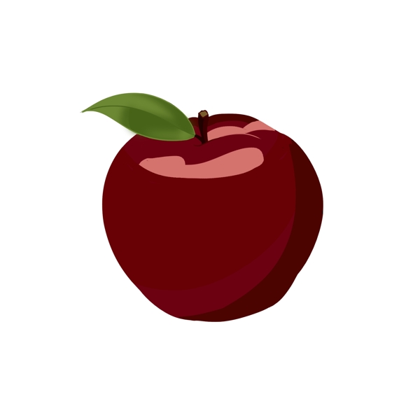手绘水果红色花牛苹果