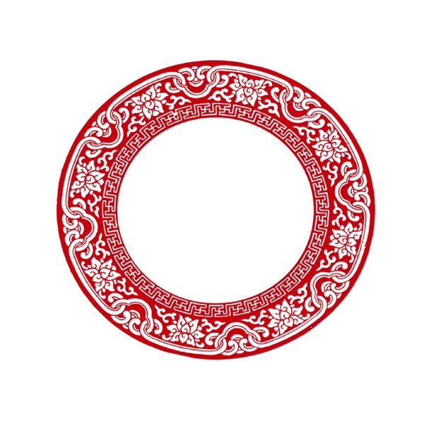 红色圆弧创意喜庆剪纸元素