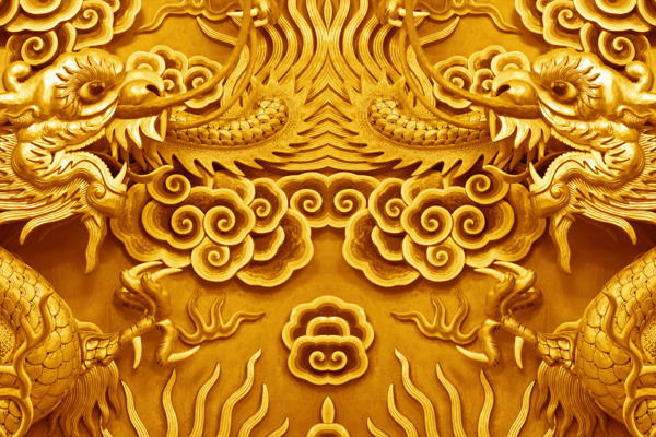 金色中国龙背景墙