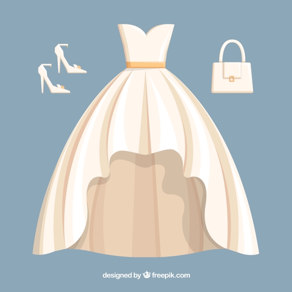 白色婚纱与配饰矢量素材