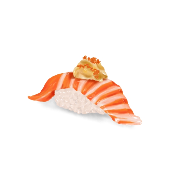 手绘美食日料海鲜三文鱼寿司元素2