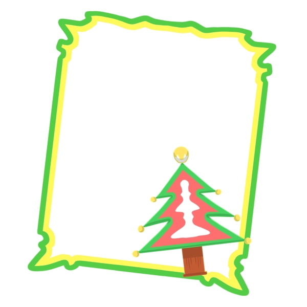 手绘圣诞树边框插画