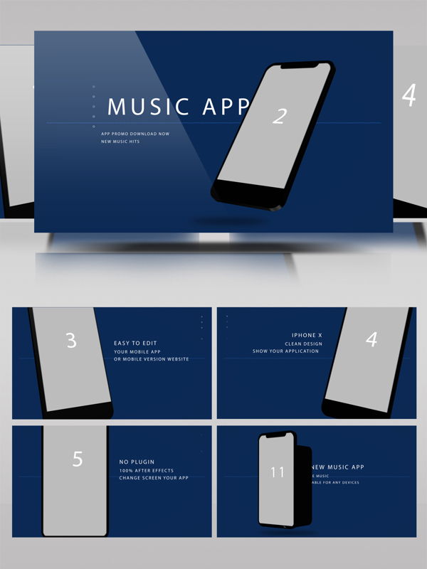 智能手机上的音乐app应用宣传推广ae模板