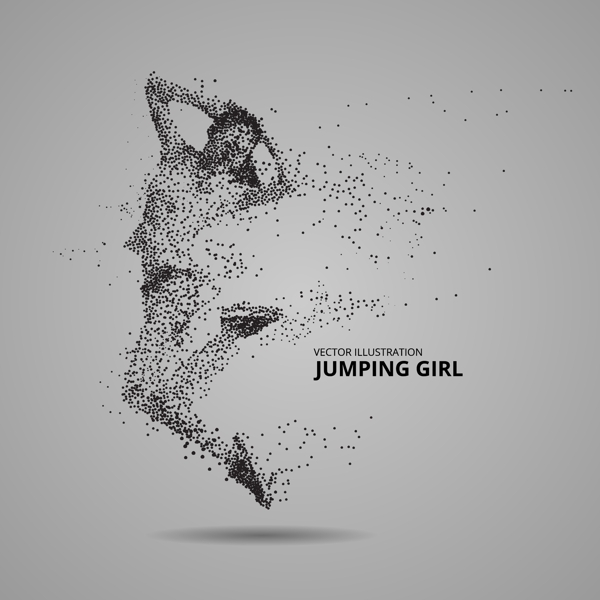跳跃的女孩剪影