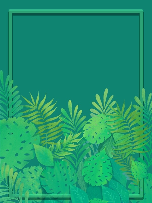 绿色植物手绘广告背景