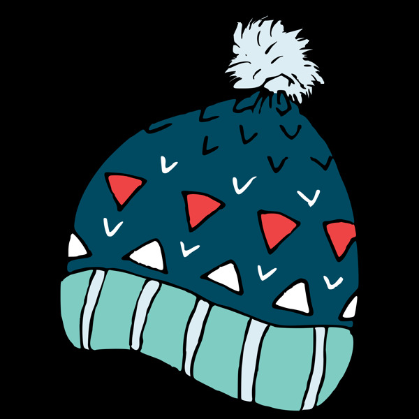 手绘一顶蓝色针织帽冬天透明装饰素材