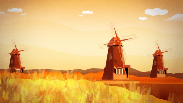 十一月大自然的气息草原风车荷兰风车