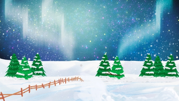梦幻冬季雪景插画背景图片