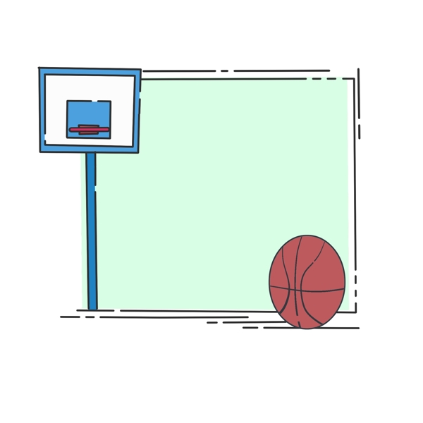 手绘篮球边框插画