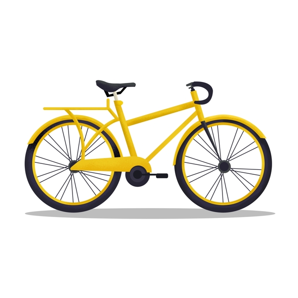 交通工具黄色手绘弯把手自行车