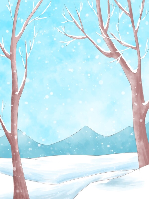 清新彩色冬季下雪背景设计