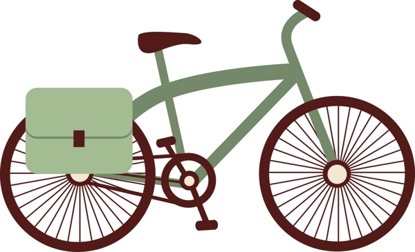 卡通绿色自行车矢量元素