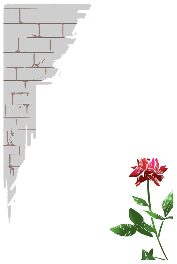 夏季玫瑰砖墙边框