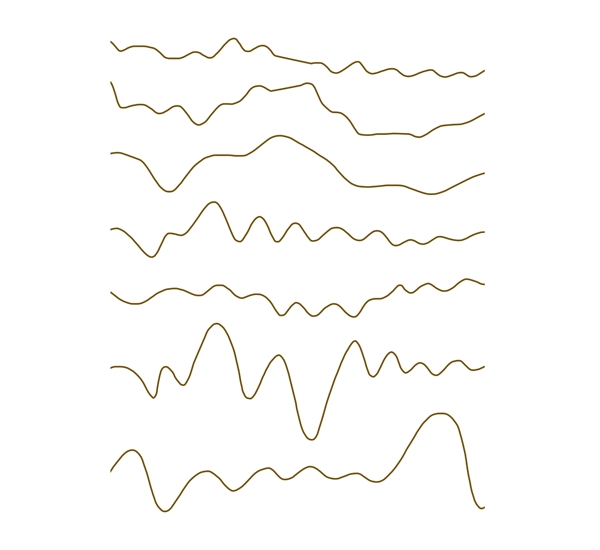 金色波动曲线手绘装饰