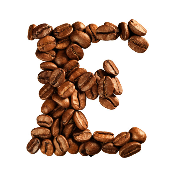 咖啡豆组成的字母E图片