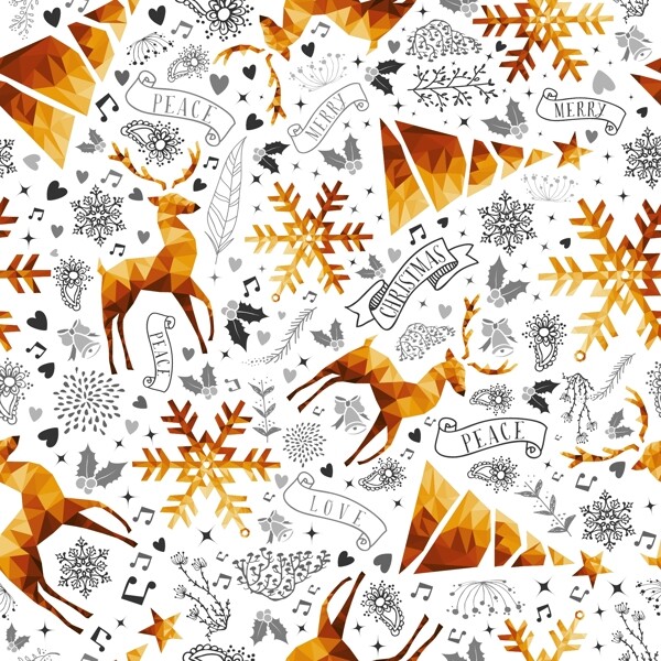 金色圣诞节驯鹿装饰背景矢量素材