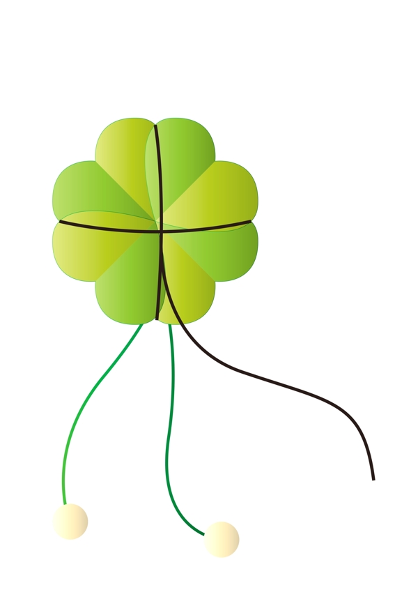 绿色花瓣图案风筝插图