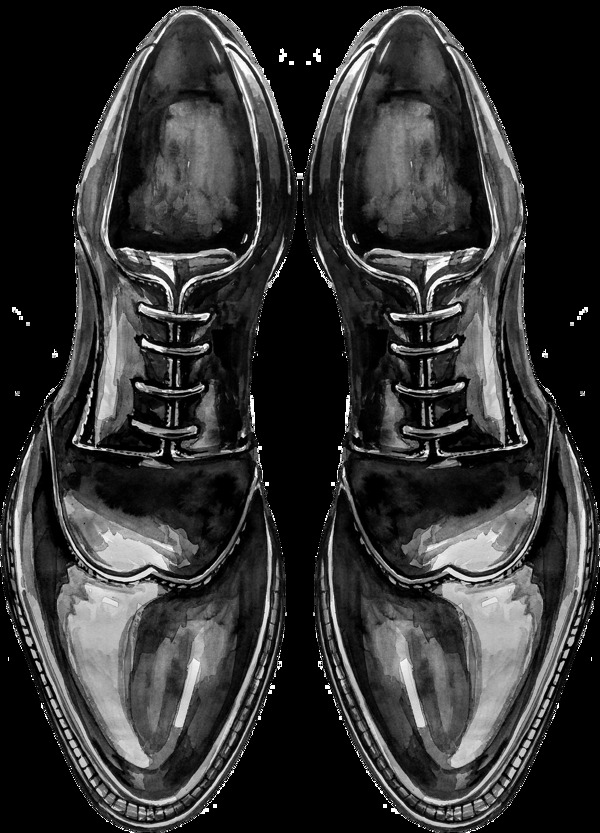 黑色皮鞋透明素材