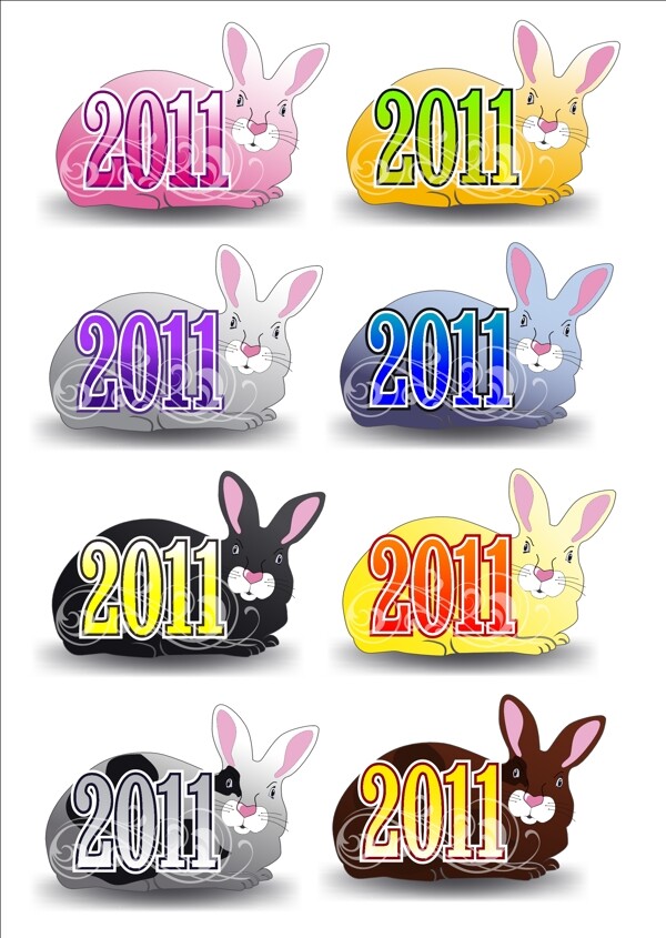 2011个可爱的兔子矢量素材