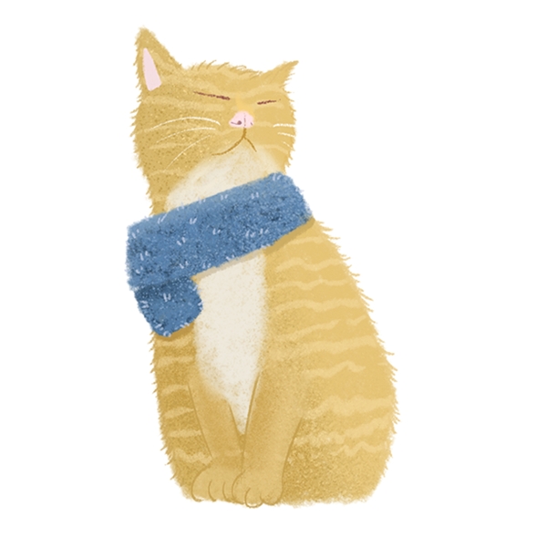 冬天带着围巾的可爱小猫咪免抠图