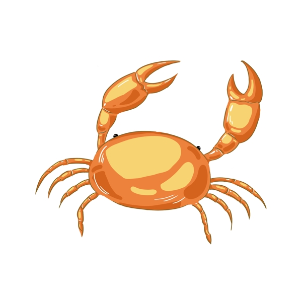 手绘卡通黄色的螃蟹插画