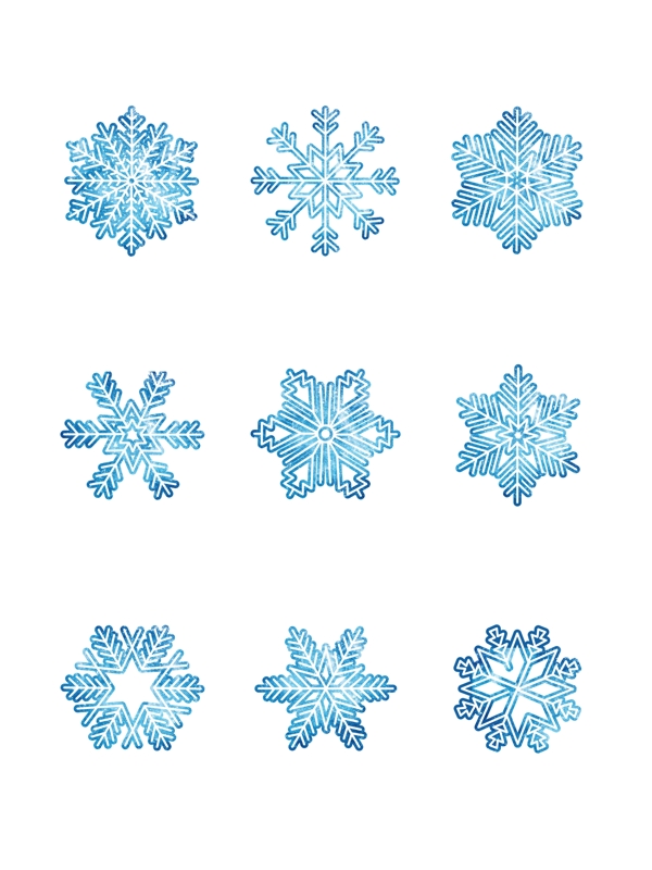 冬季蓝色几何雪花漂浮素材商用元素