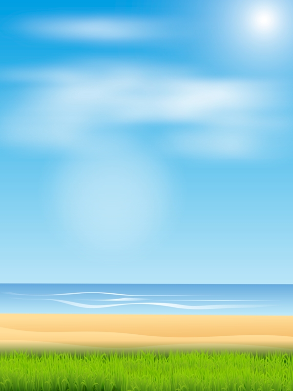 卡通夏日自然海边休闲度假背景图