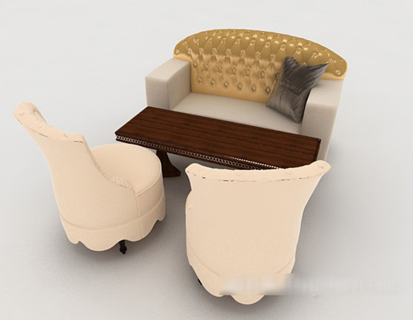 简单居家欧式组合沙发3d模型下载