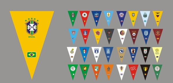 世界杯32强三角旗图片