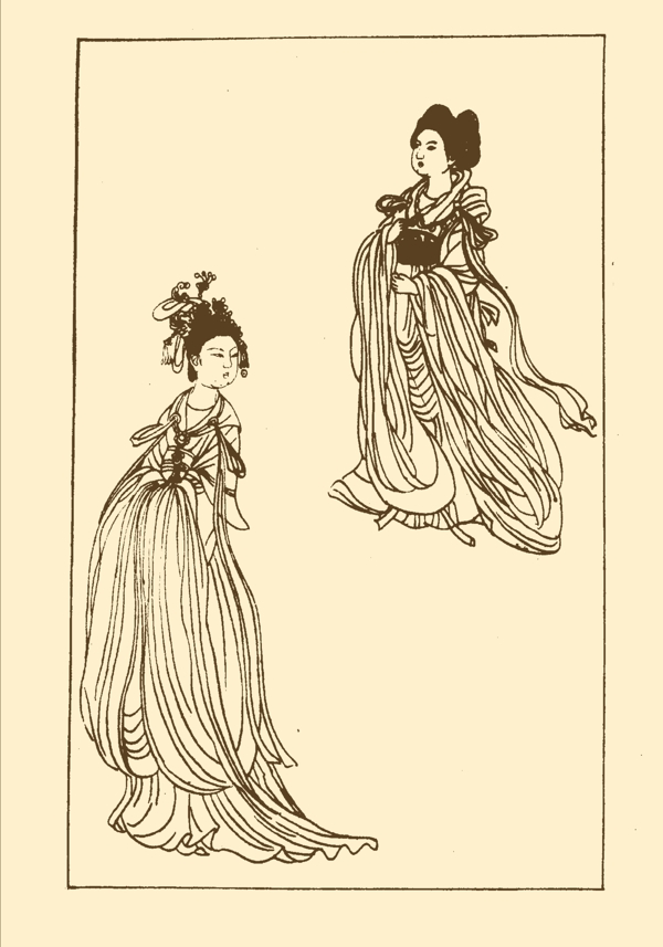 中国古代衣服白描