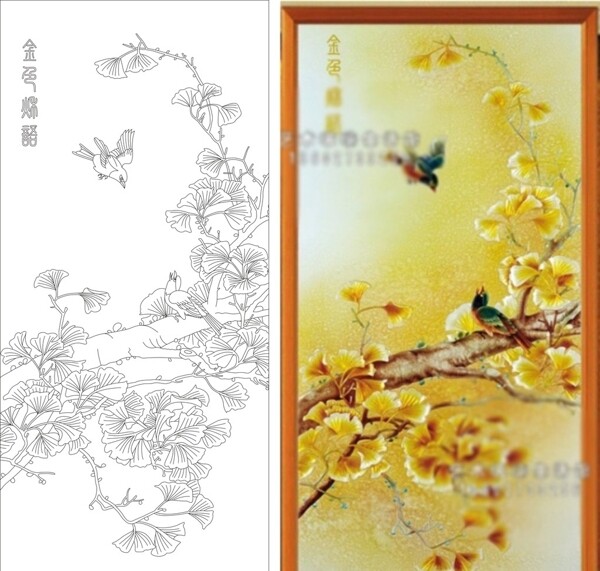 金色秋语银杏鸟树鸟图片