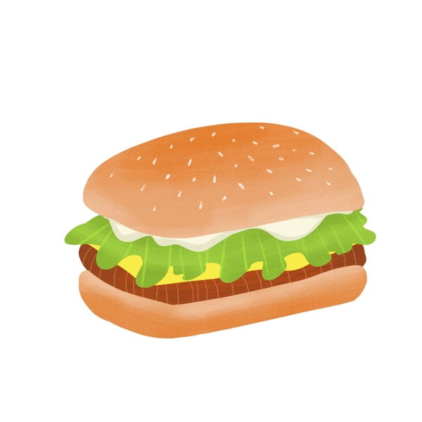 卡通美味汉堡包插画