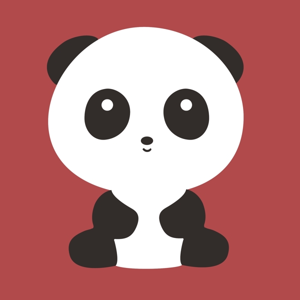 红色背景熊猫元素设计