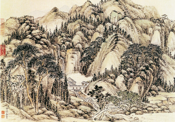 重林复嶂图b山水画中国古画0889