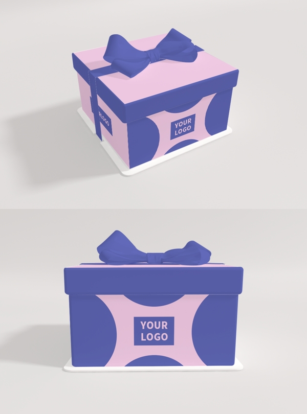 原创模型大蛋糕盒子打包蝴蝶结样机