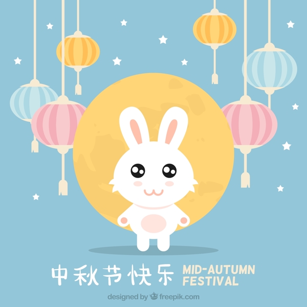 可爱兔中秋节