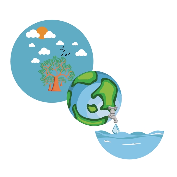 卡通保护水资源矢量图片