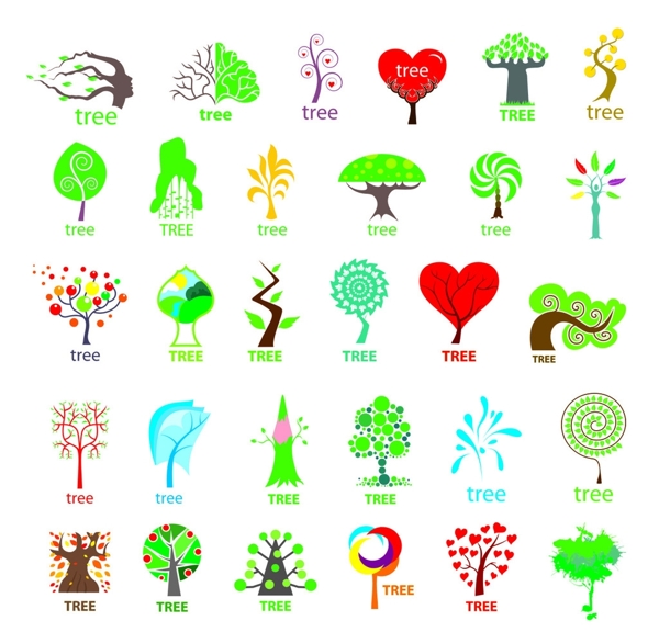 环保大树标志集合