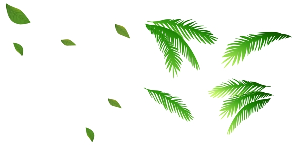 手绘绿色创意椰子叶子