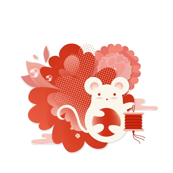 鼠年新年红色喜庆扁平图案