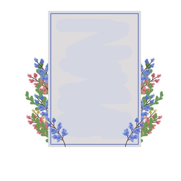 手绘花卉装饰边框插画