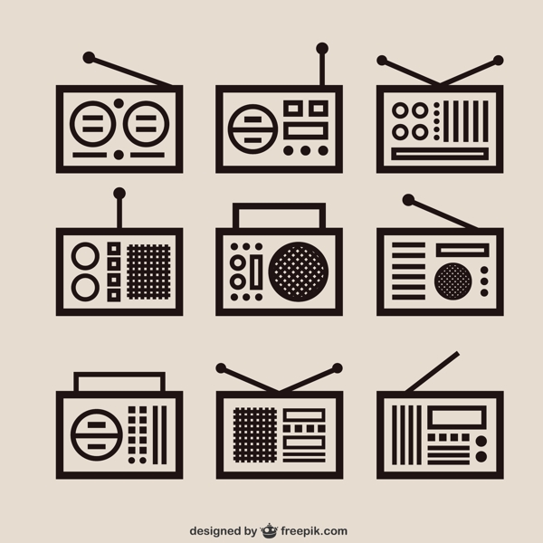 9款放音机与收音机矢量素材