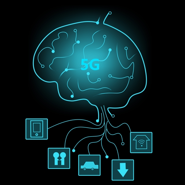 5G大脑蓝色半透明发光电子未来科技风图案