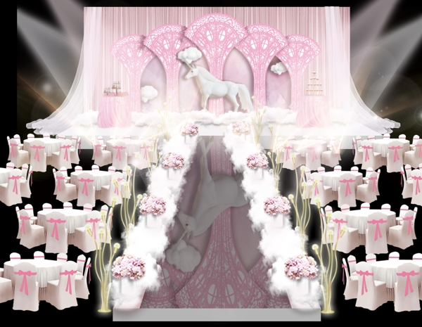 粉色主题婚礼效果图
