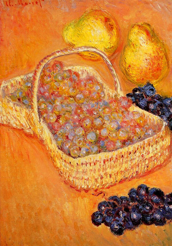 油画水果果篮图片