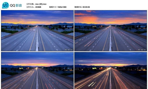 夕阳高速公路微速摄影