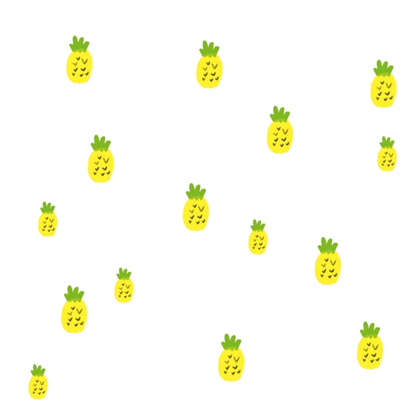 手绘菠萝水果漂浮