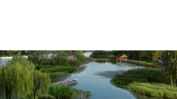 城市郊区池塘公园美景图片