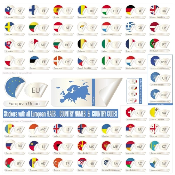 欧洲国旗标贴矢量素材